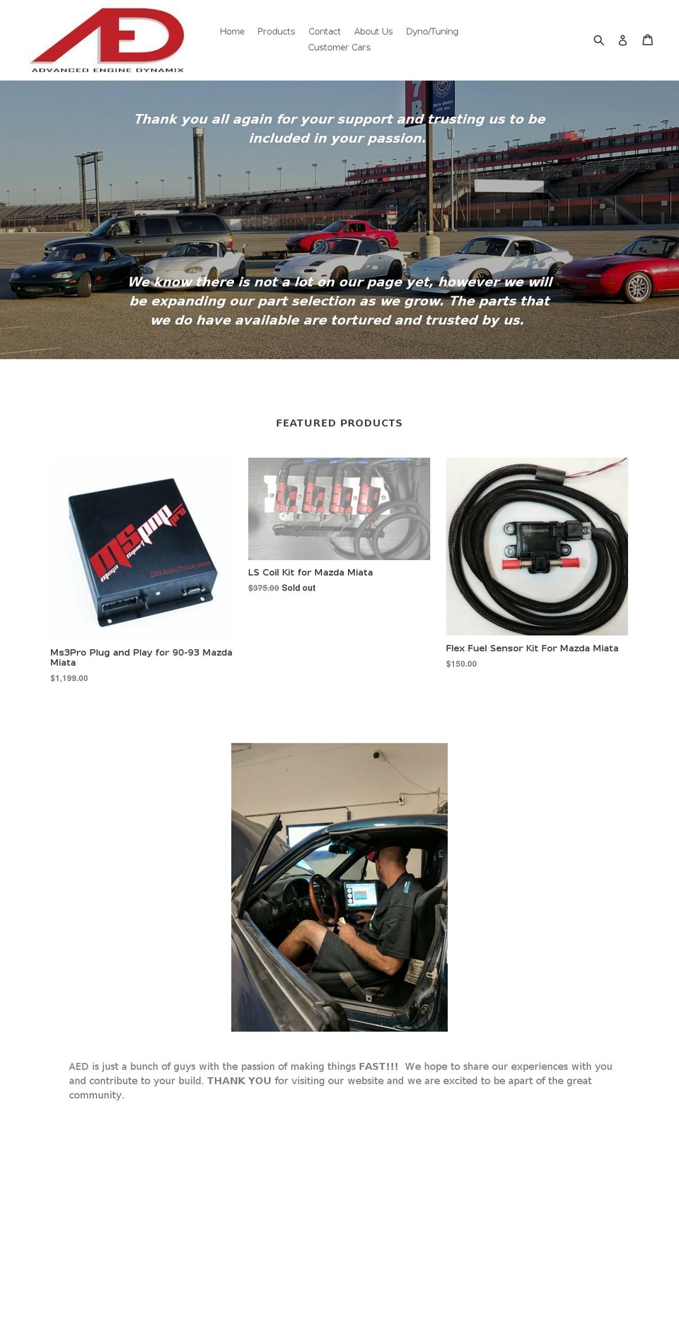 aedynamix.com shopify website screenshot