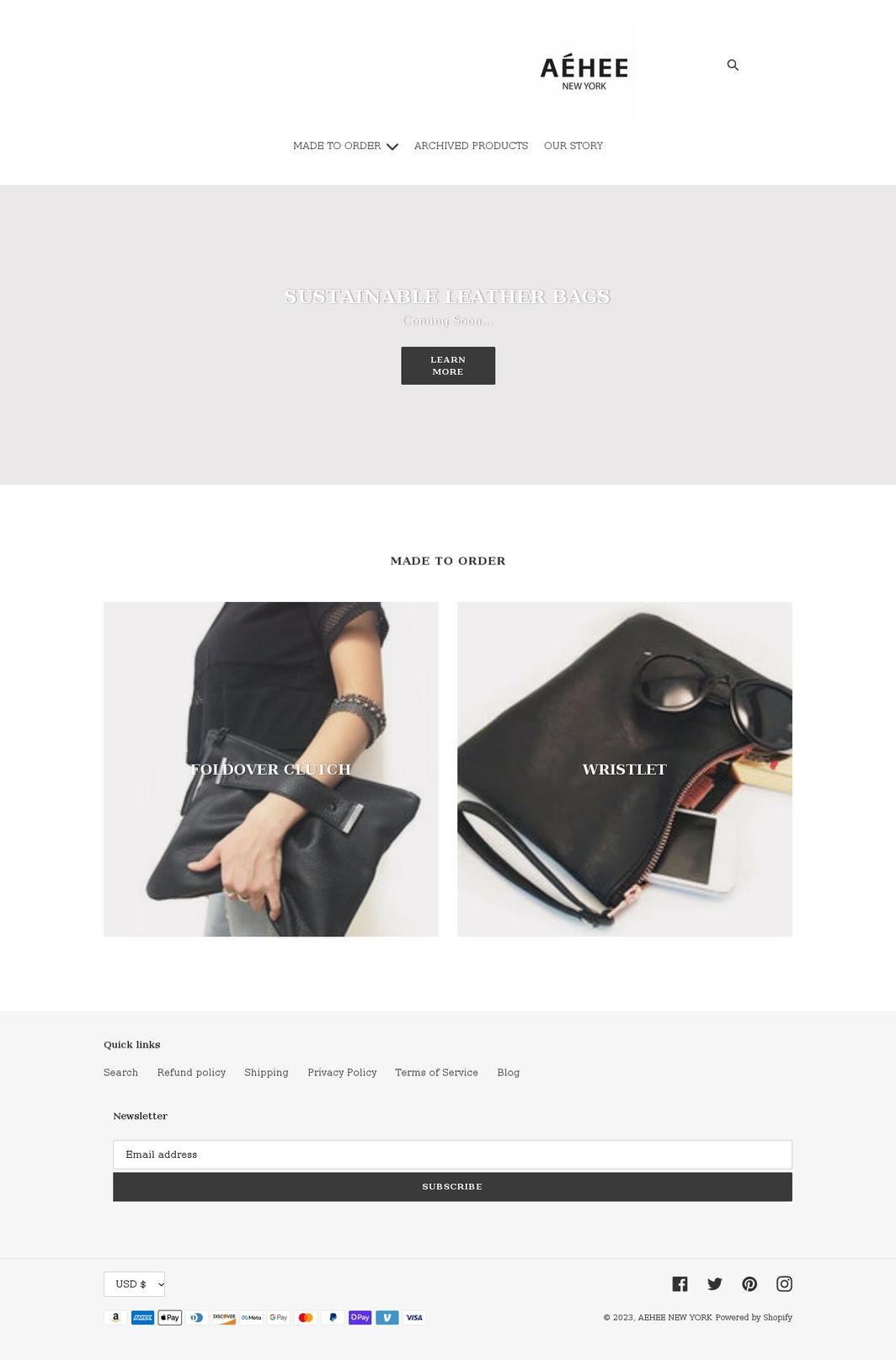 aeheeny.com shopify website screenshot