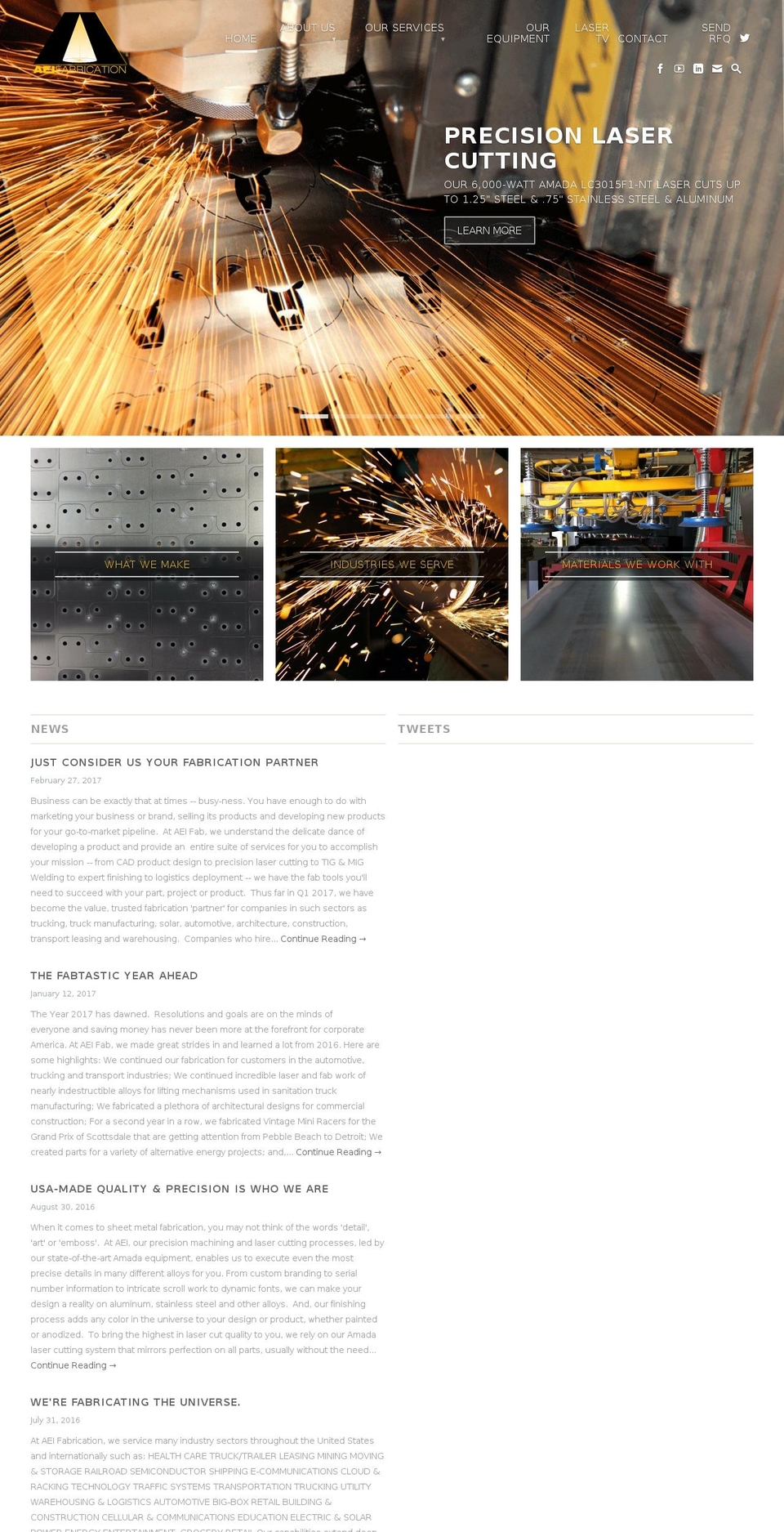 aeimetalfab.com shopify website screenshot