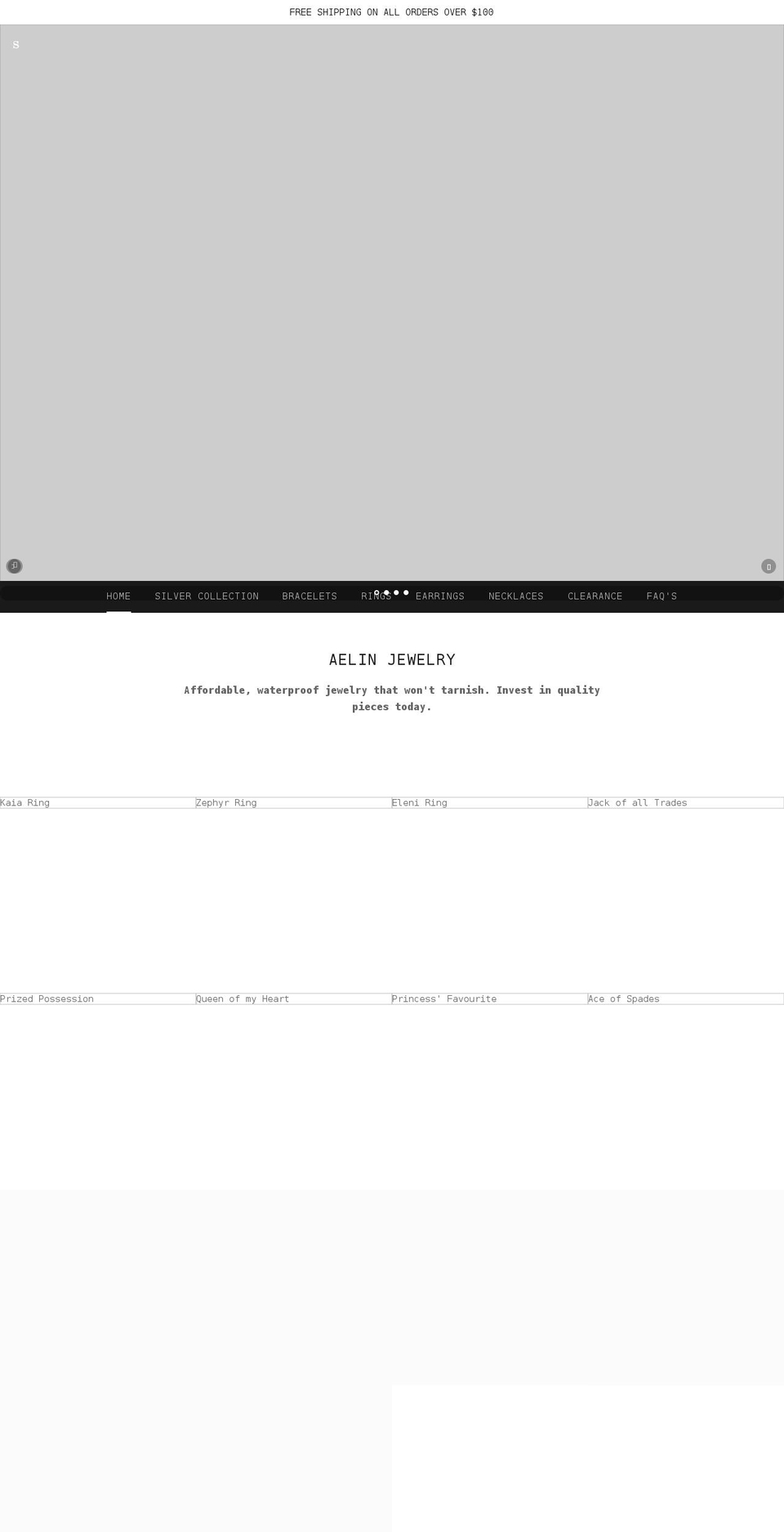 aelinjewelry.com shopify website screenshot