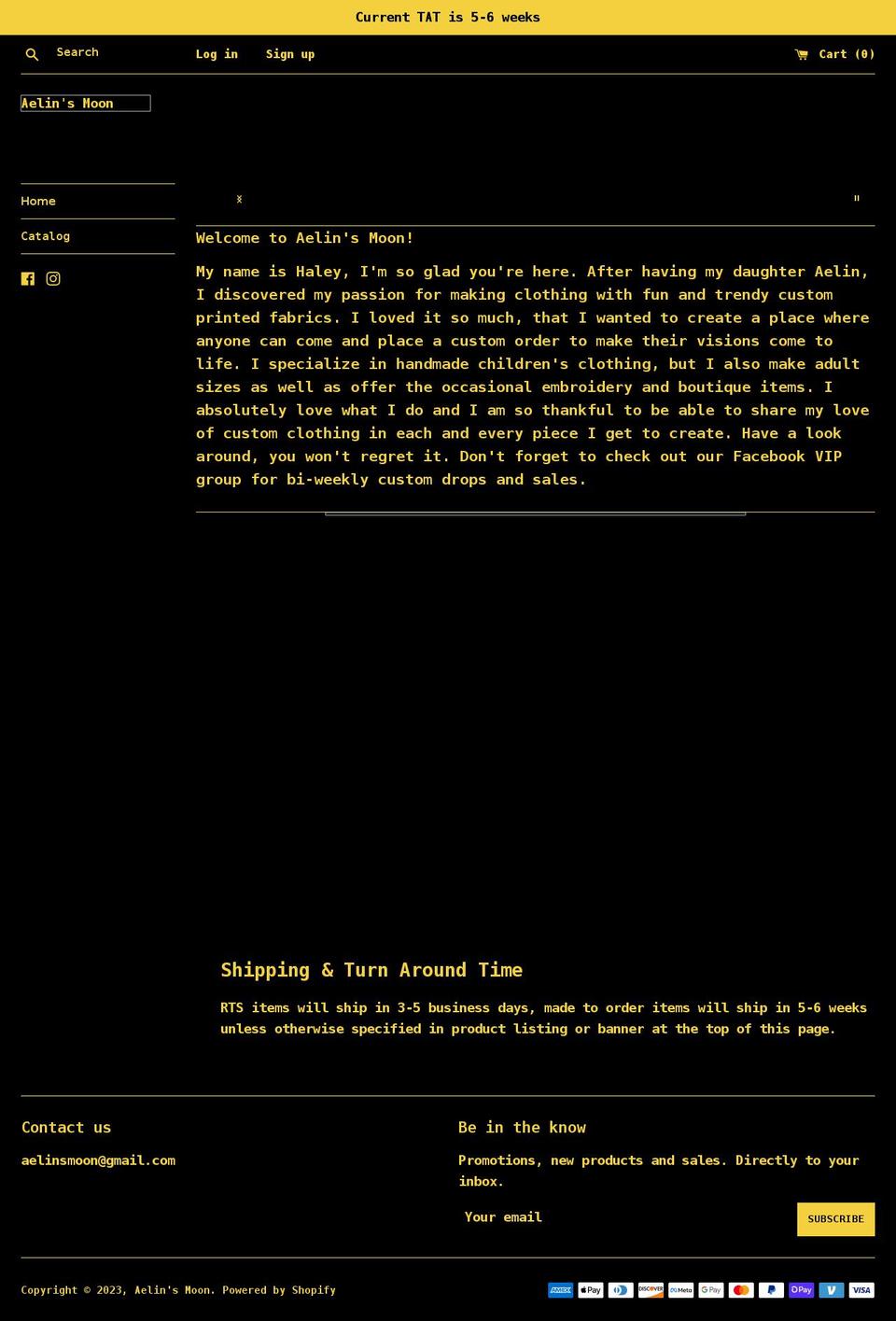 aelinsmoon.com shopify website screenshot