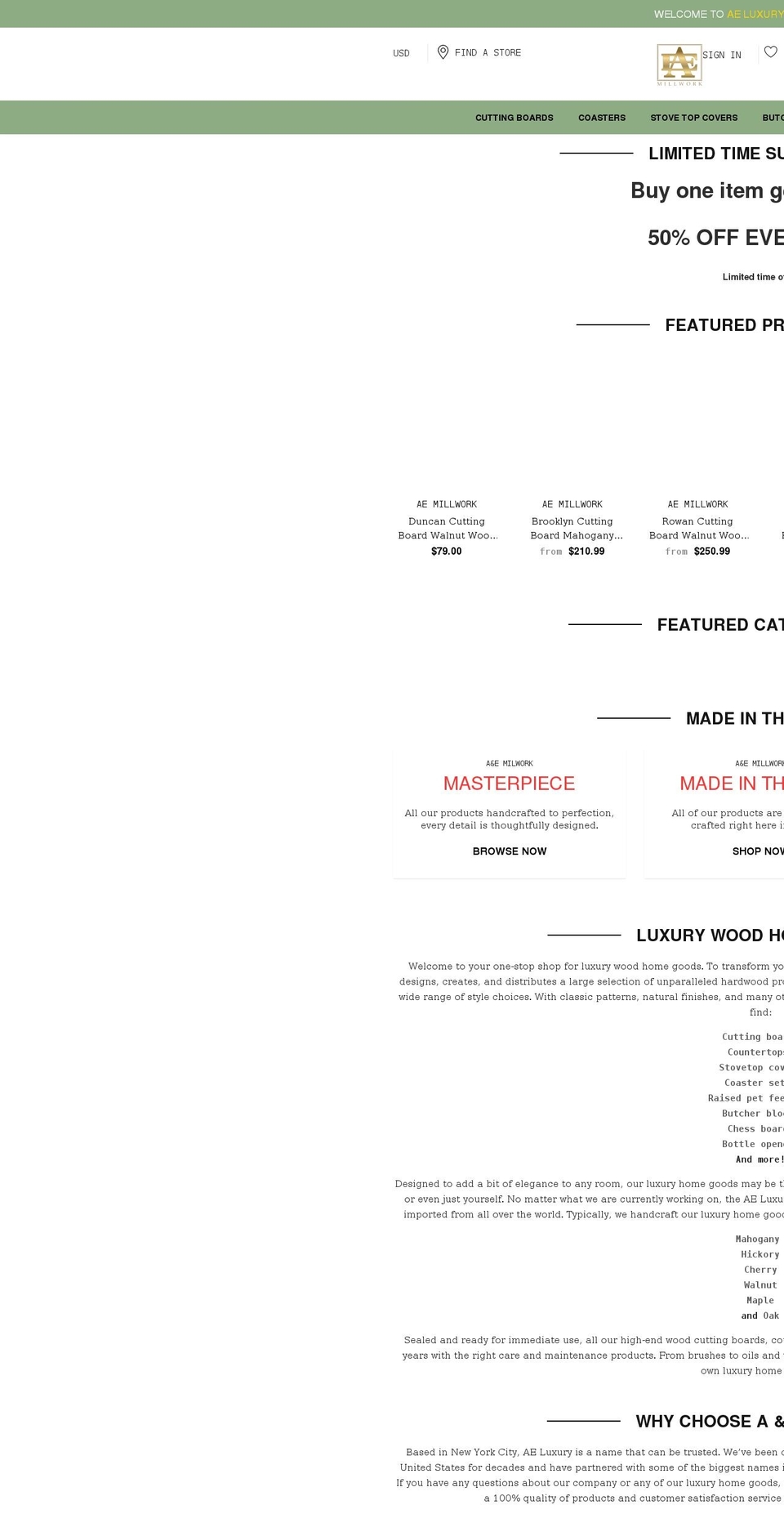 aeluxuryhome.com shopify website screenshot