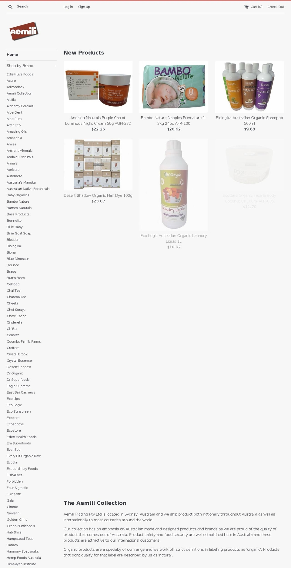 aemili.com — Shopify storefront screenshot