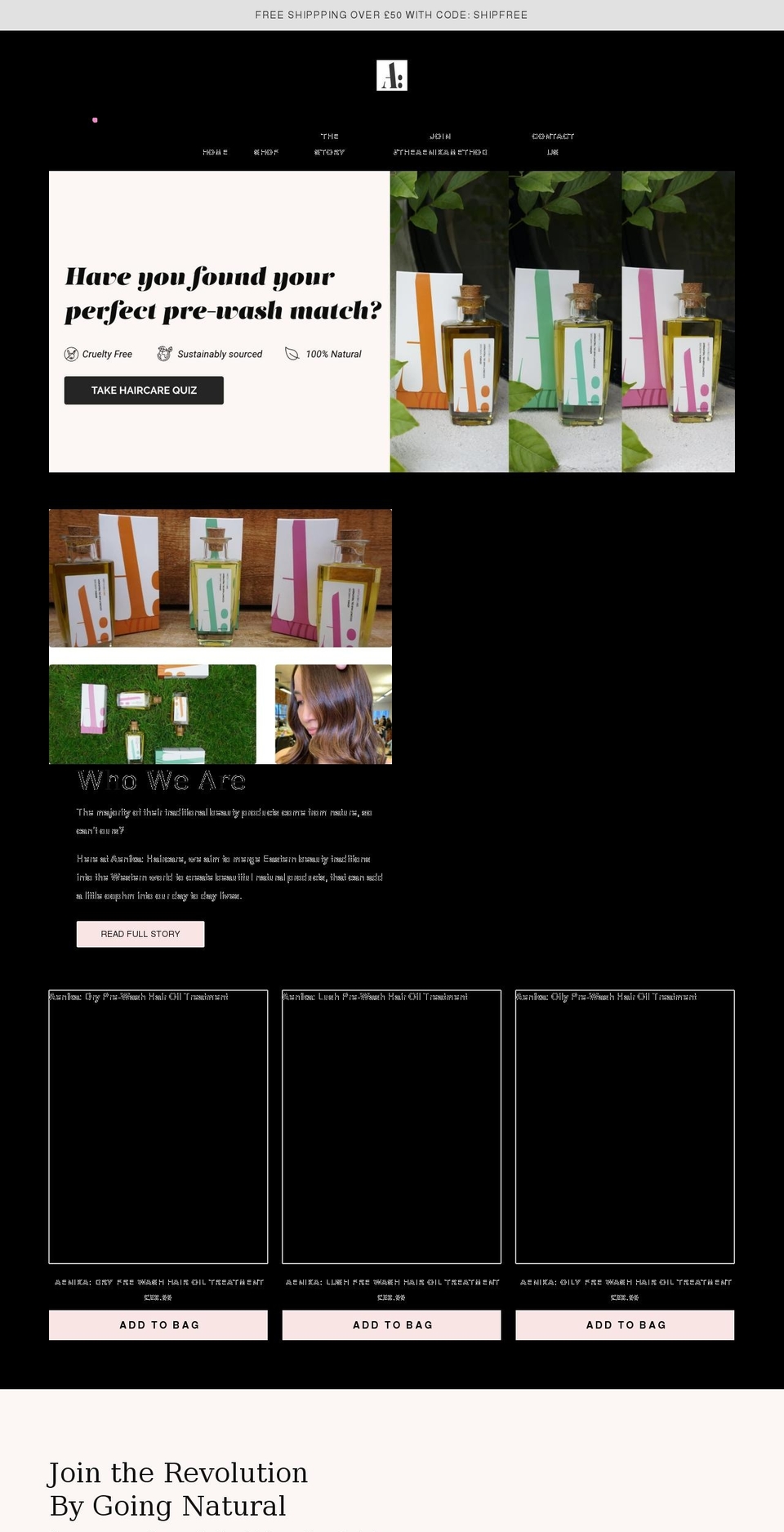 aenika.com shopify website screenshot