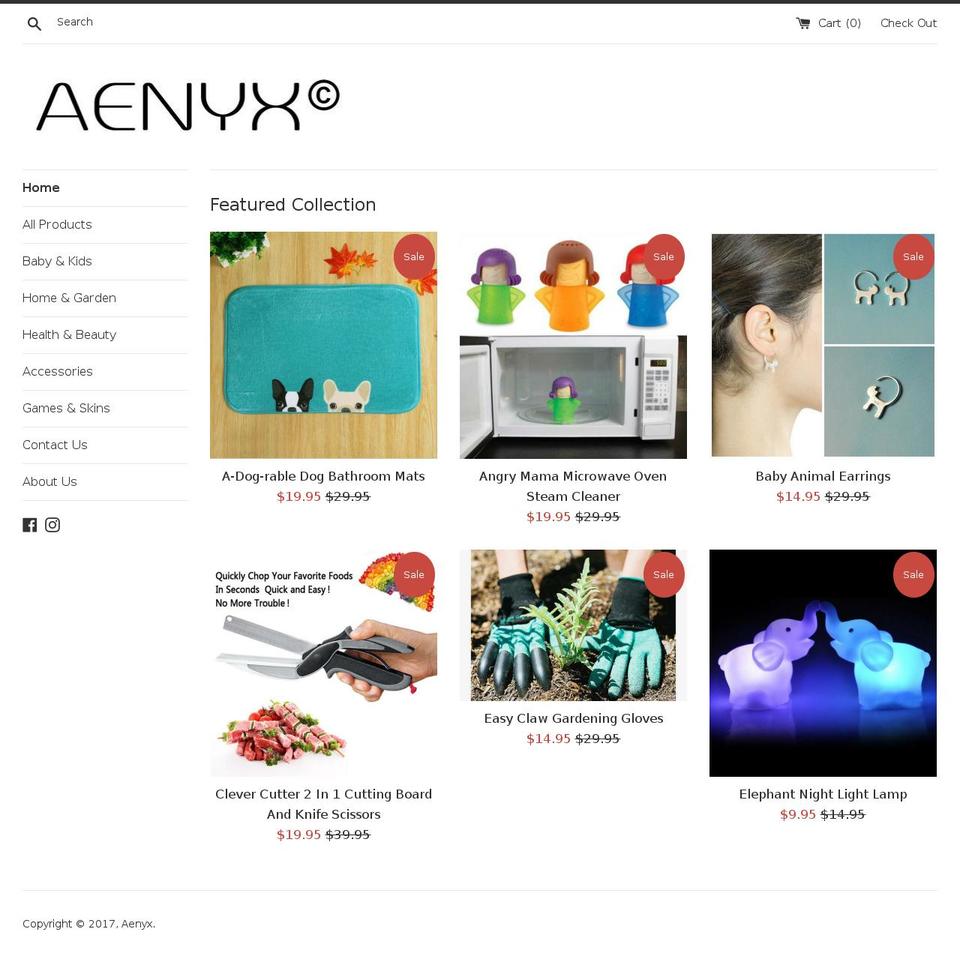 aenyx.com shopify website screenshot