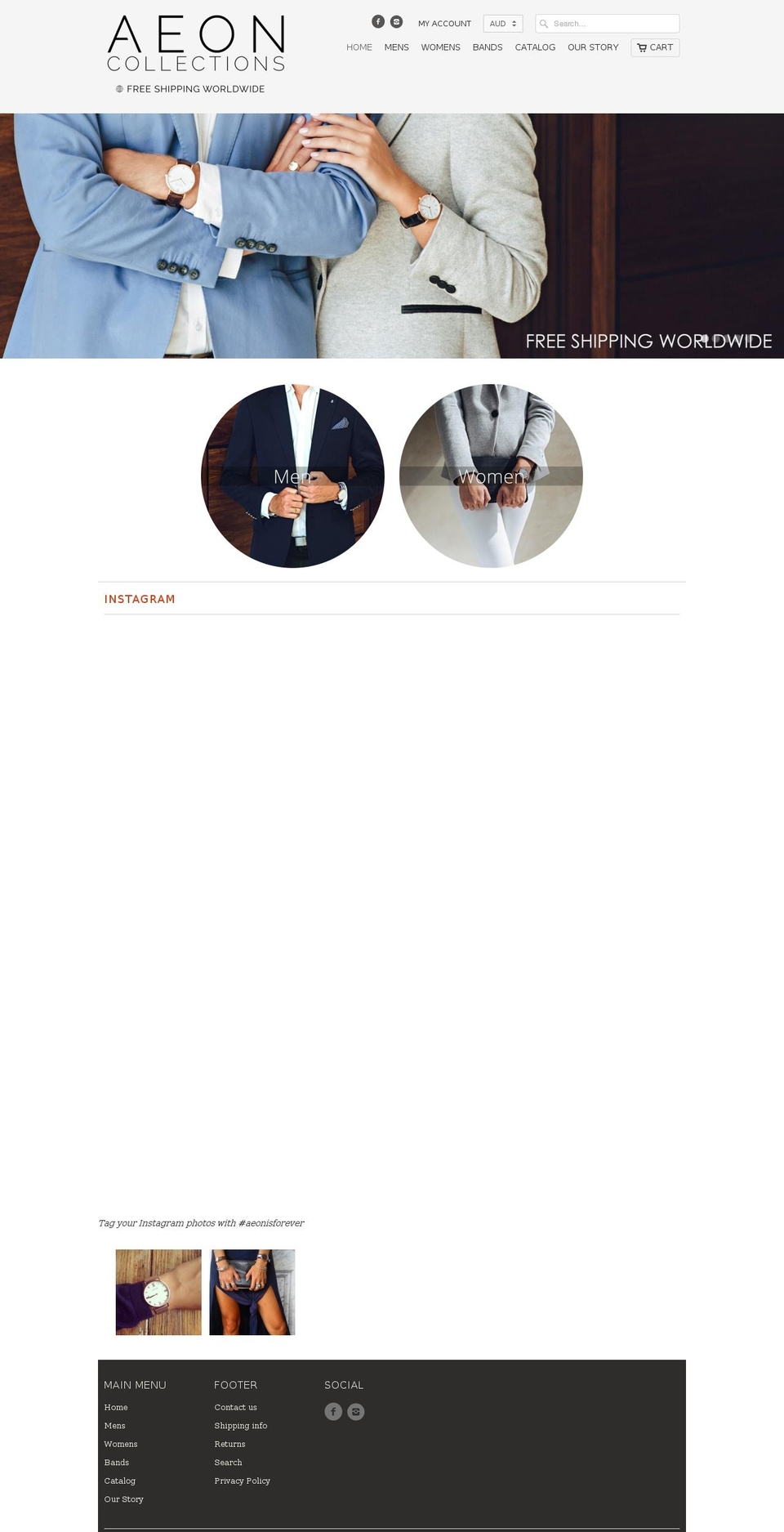 aeoncollections.com shopify website screenshot