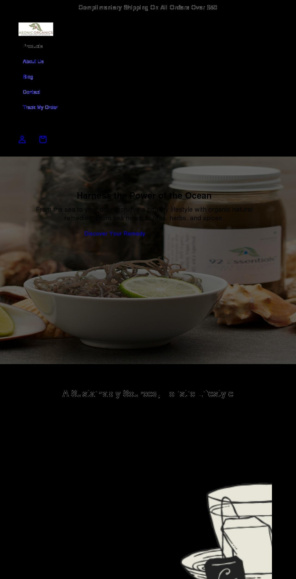 aeonicorganics.com shopify website screenshot
