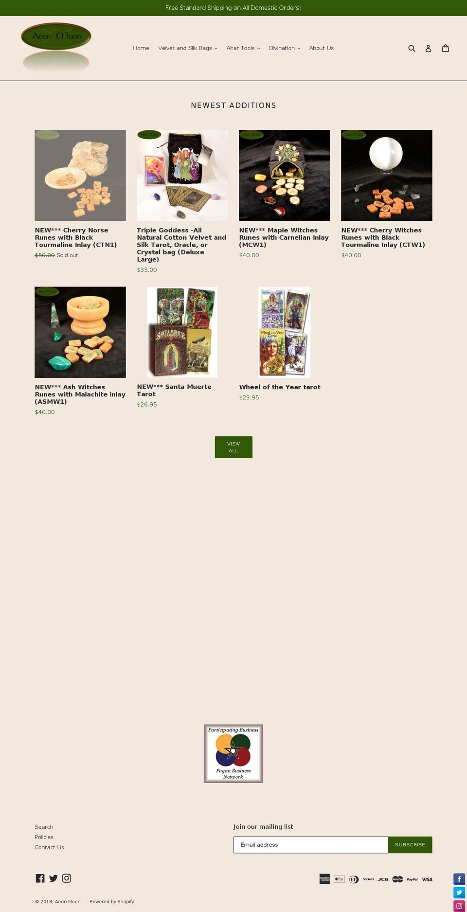 aeonmoon.com — Shopify storefront screenshot