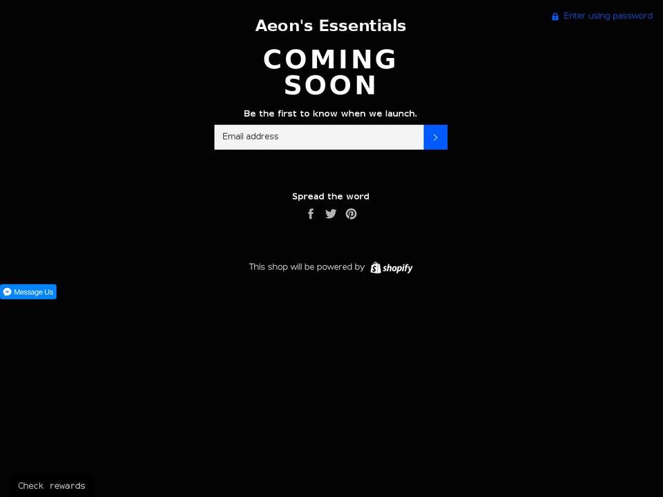 aeonsessentials.com shopify website screenshot