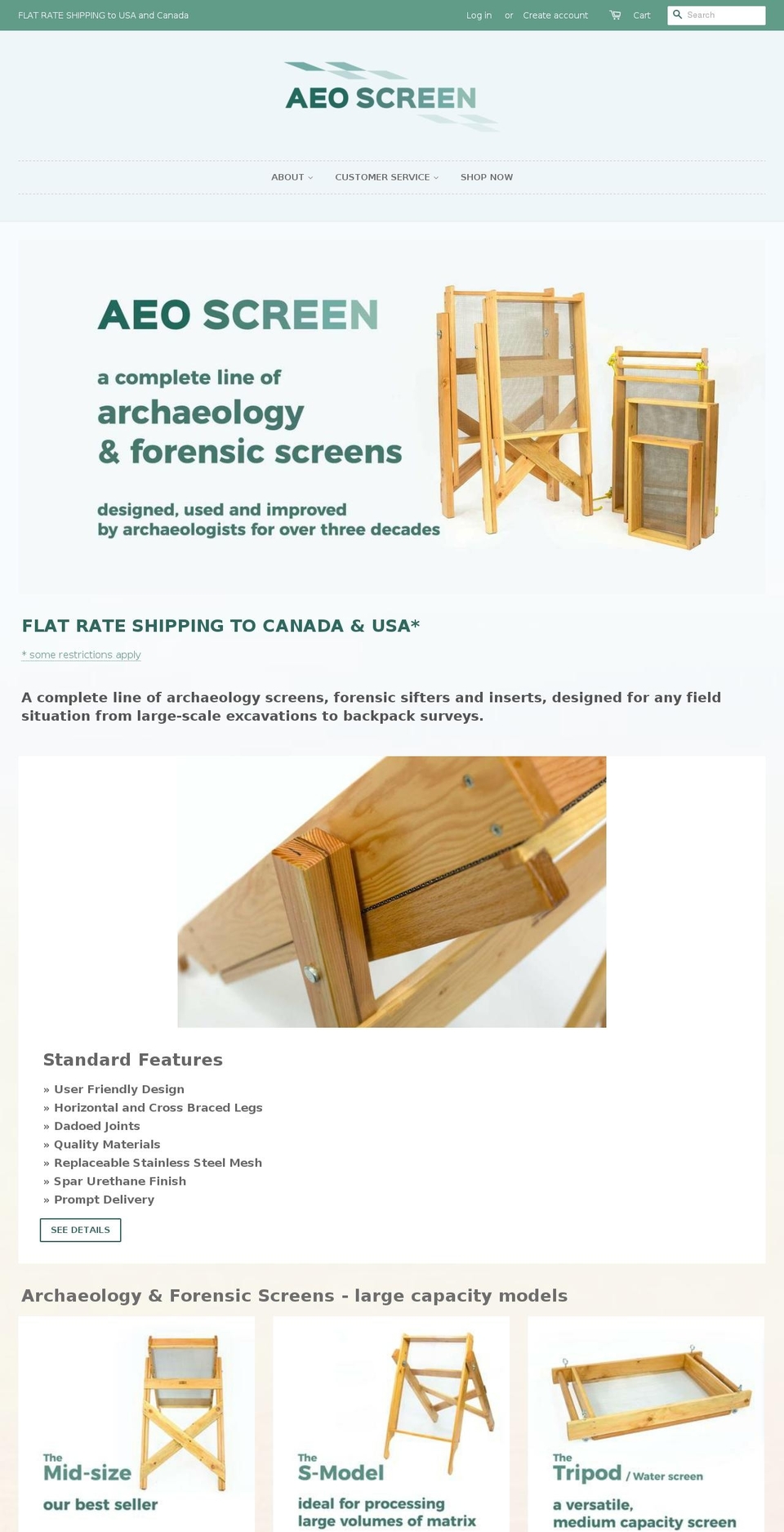 aeoscreen.com — Shopify storefront screenshot