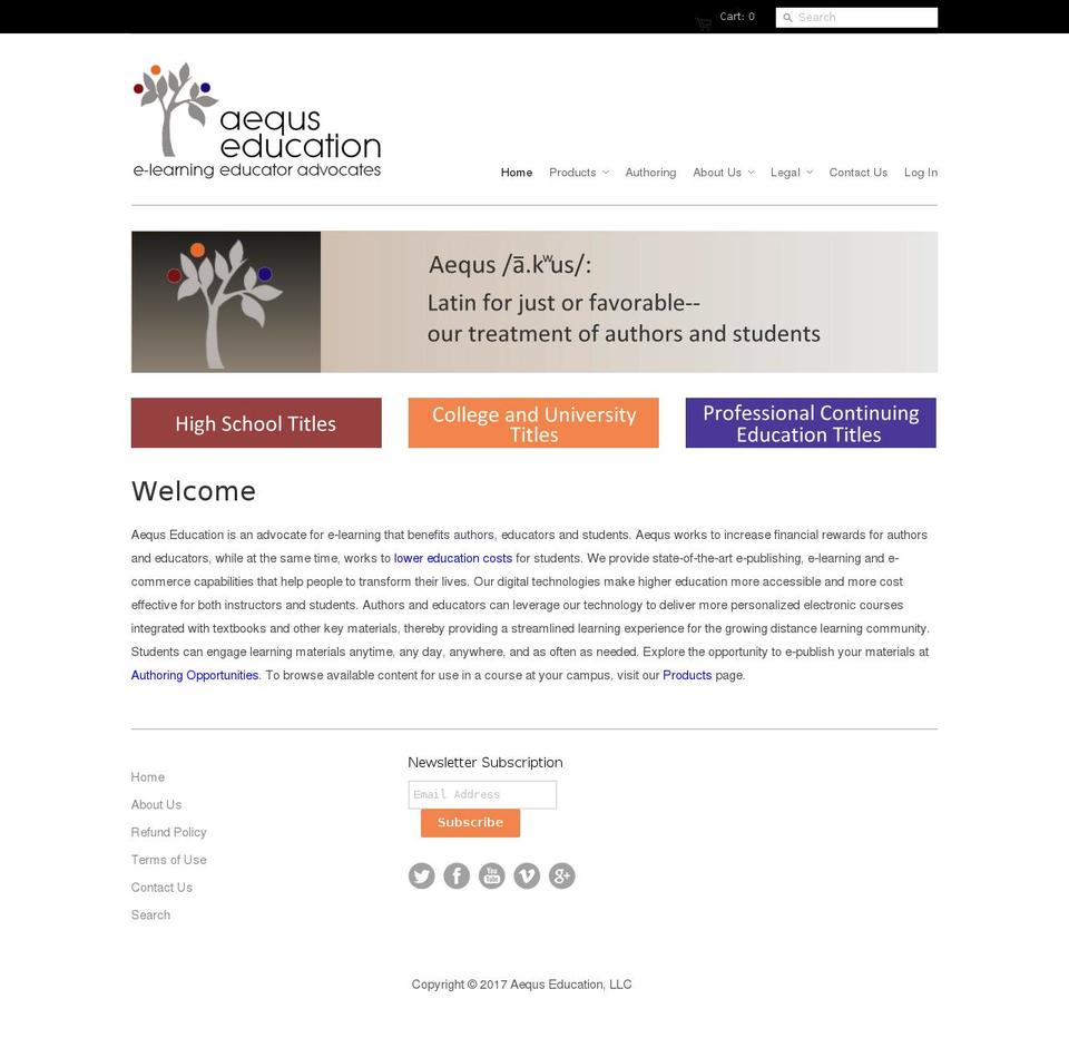 aequseducation.com shopify website screenshot