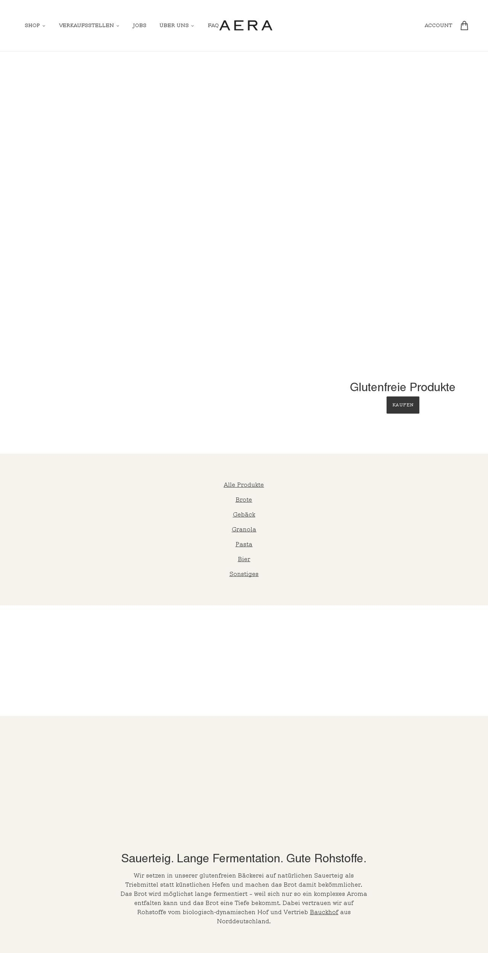 aerabread.com shopify website screenshot
