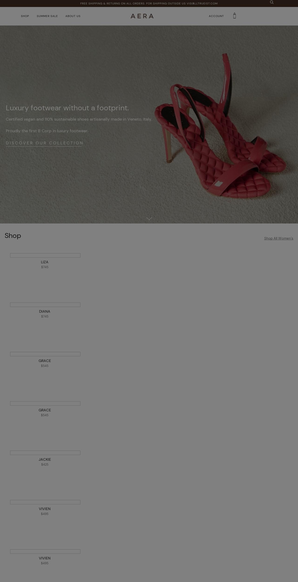 aeranewyork.com shopify website screenshot