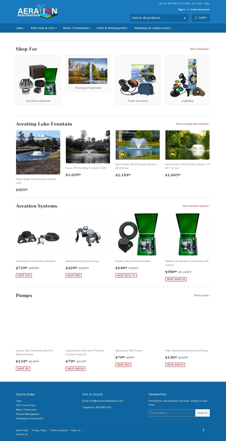 aerationdestination.com shopify website screenshot