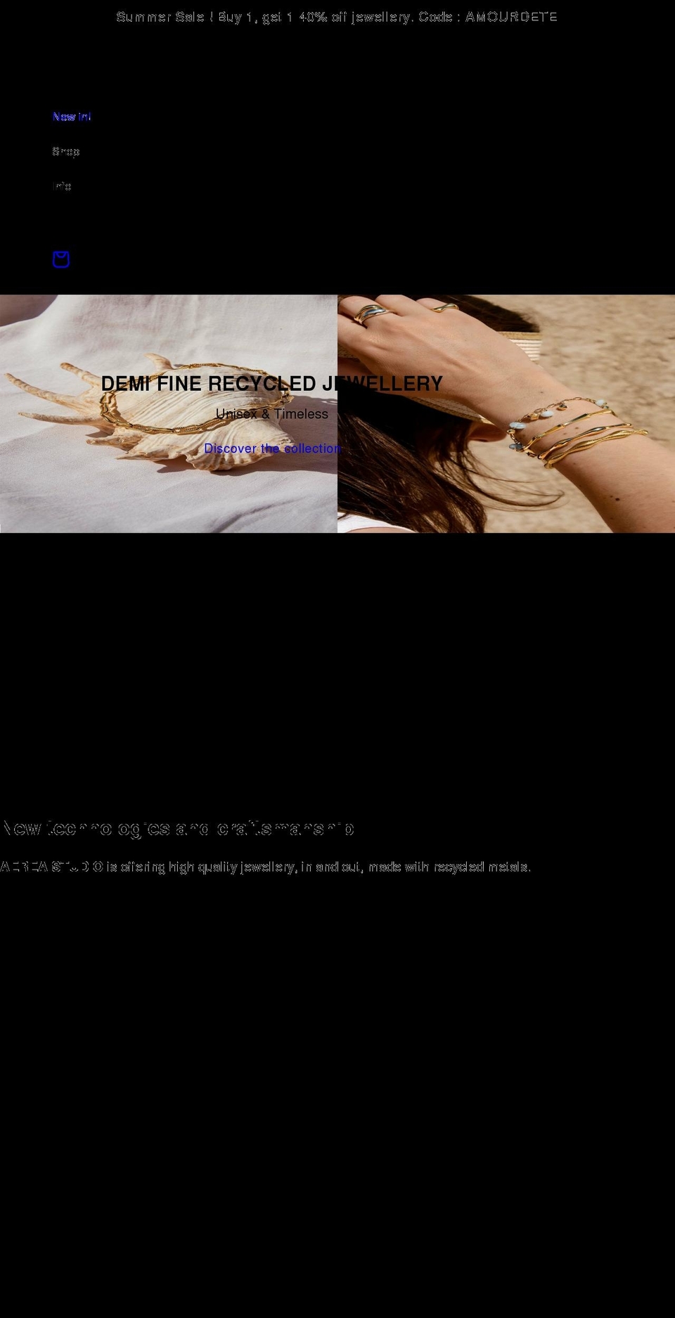 aerea-jewellery.com shopify website screenshot