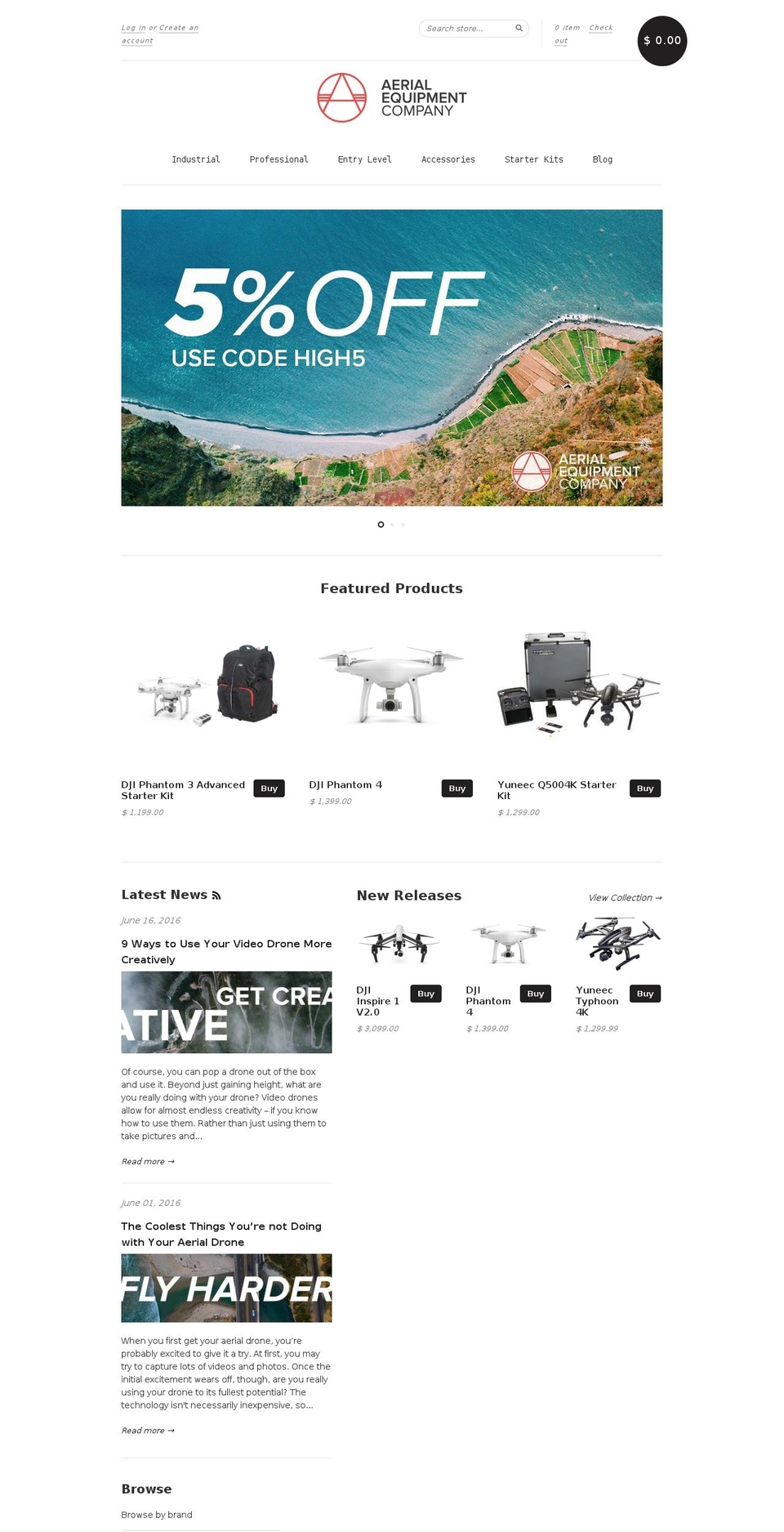 aerialequipmentcompany.com shopify website screenshot