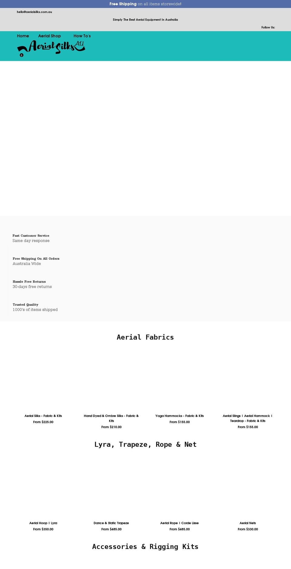 aerialsilks.com.au shopify website screenshot