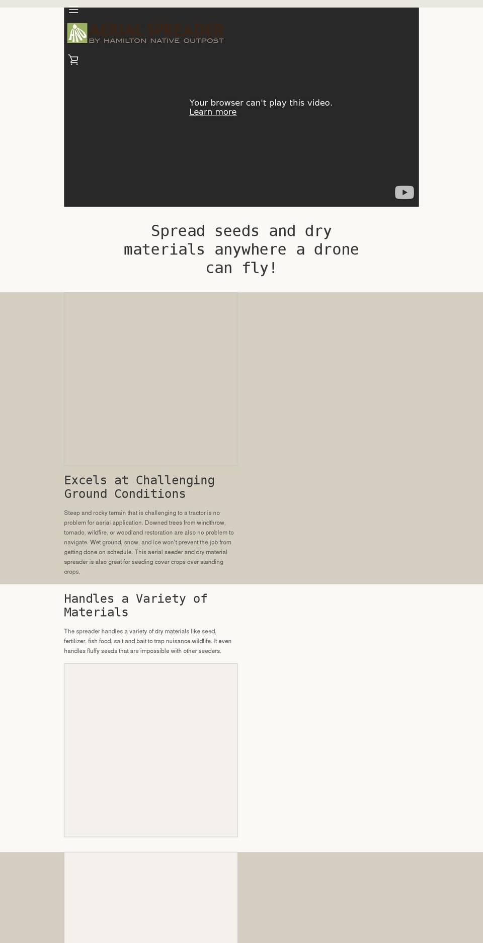 aerialspreader.com shopify website screenshot