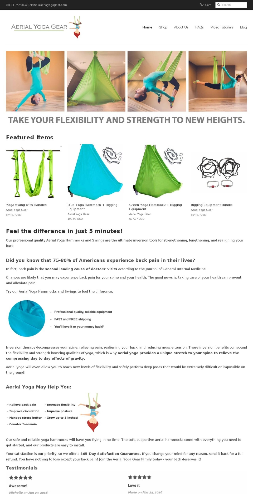 aerialyogagear.com shopify website screenshot