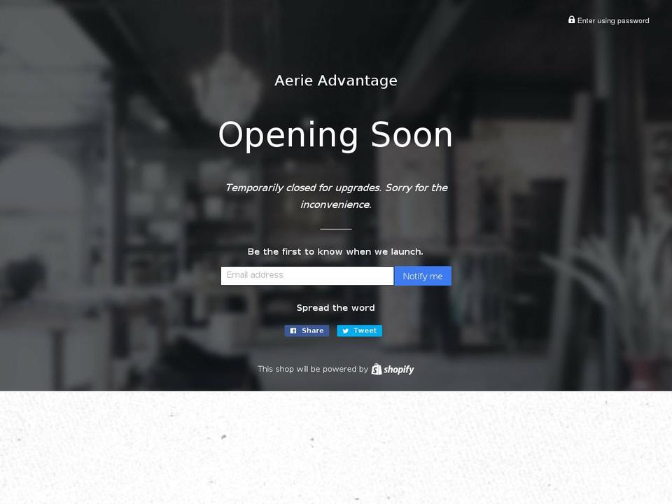 aerieadvantage.com — Shopify storefront screenshot