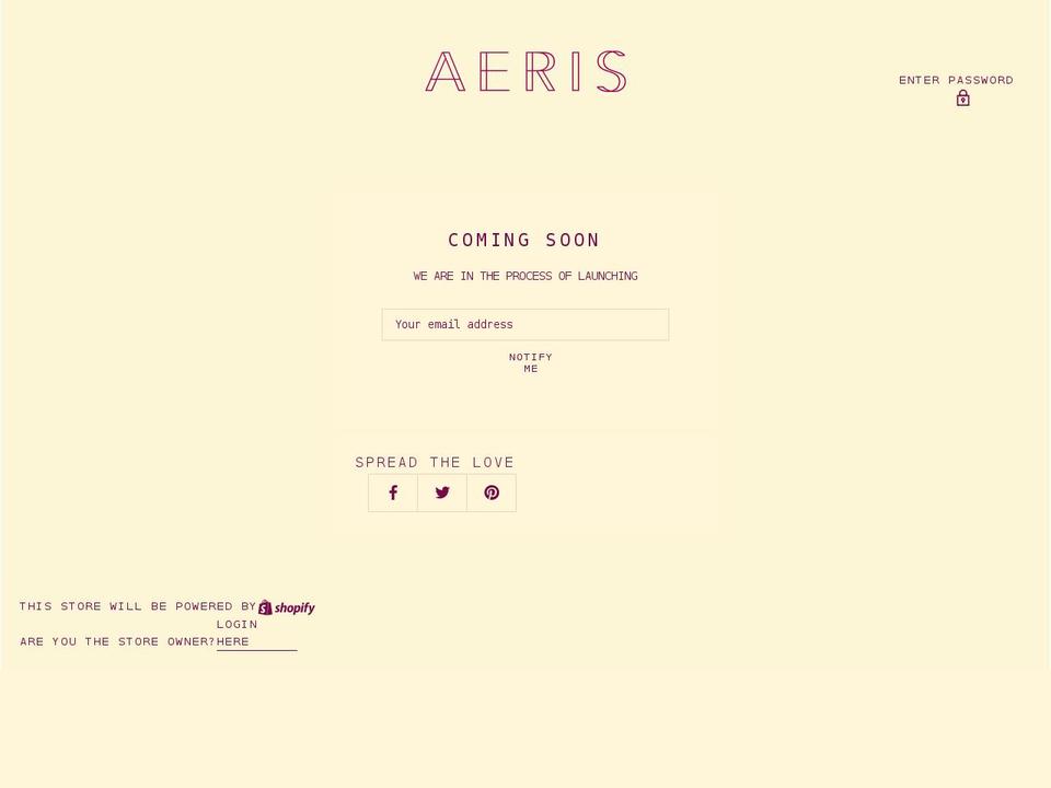 aeris-label.com shopify website screenshot