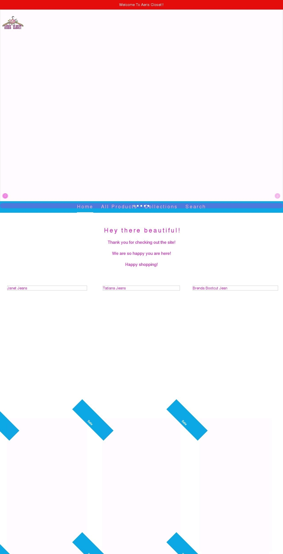 aeriscloset.com shopify website screenshot