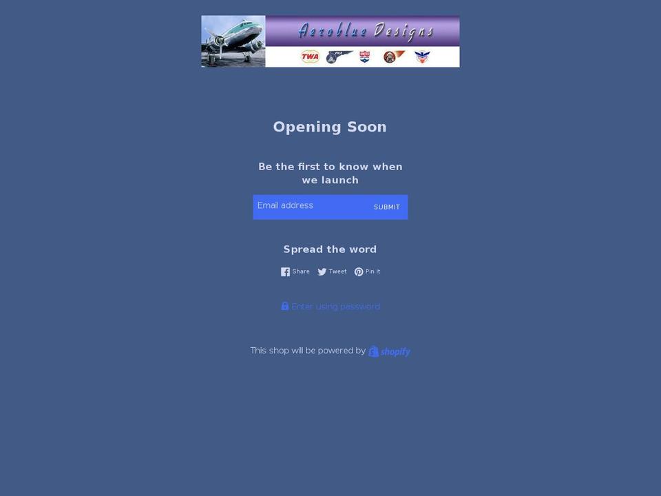 aerobluedesigns.com — Shopify storefront screenshot