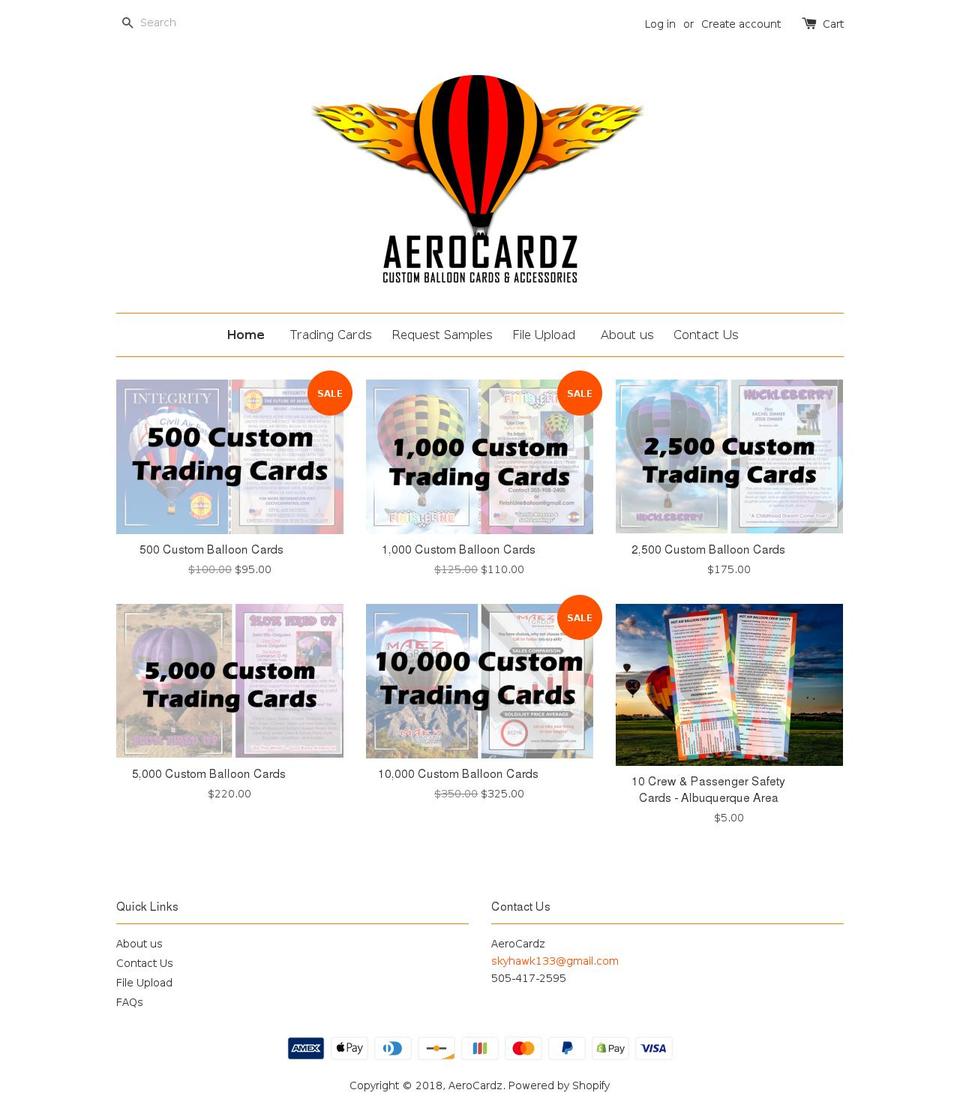 aerocardz.com — Shopify storefront screenshot