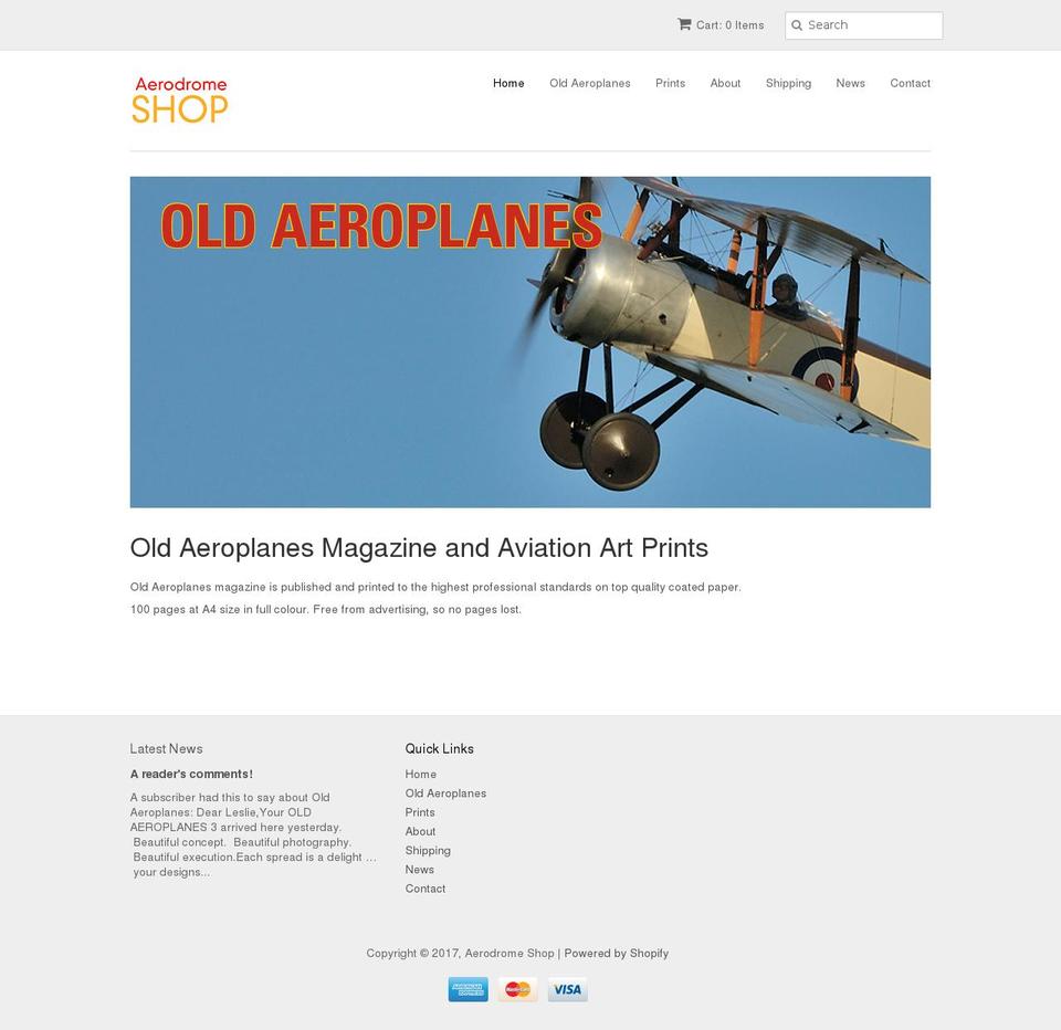 aerodromeshop.com shopify website screenshot