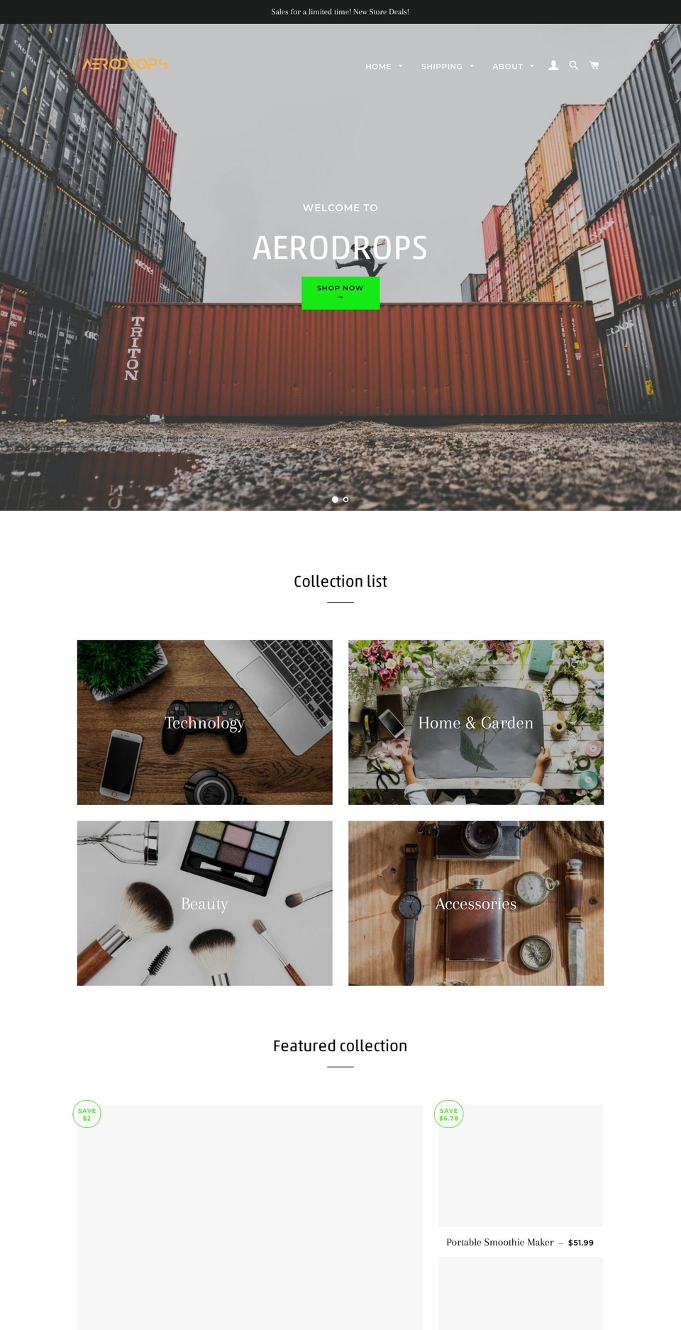 aerodrops.com — Shopify storefront screenshot