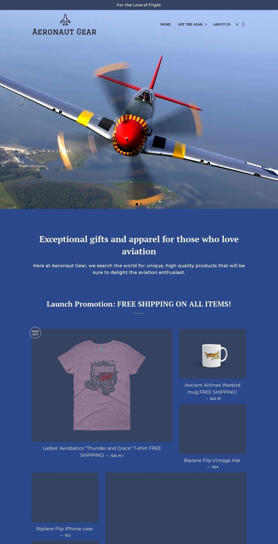 aeronautgear.com — Shopify storefront screenshot