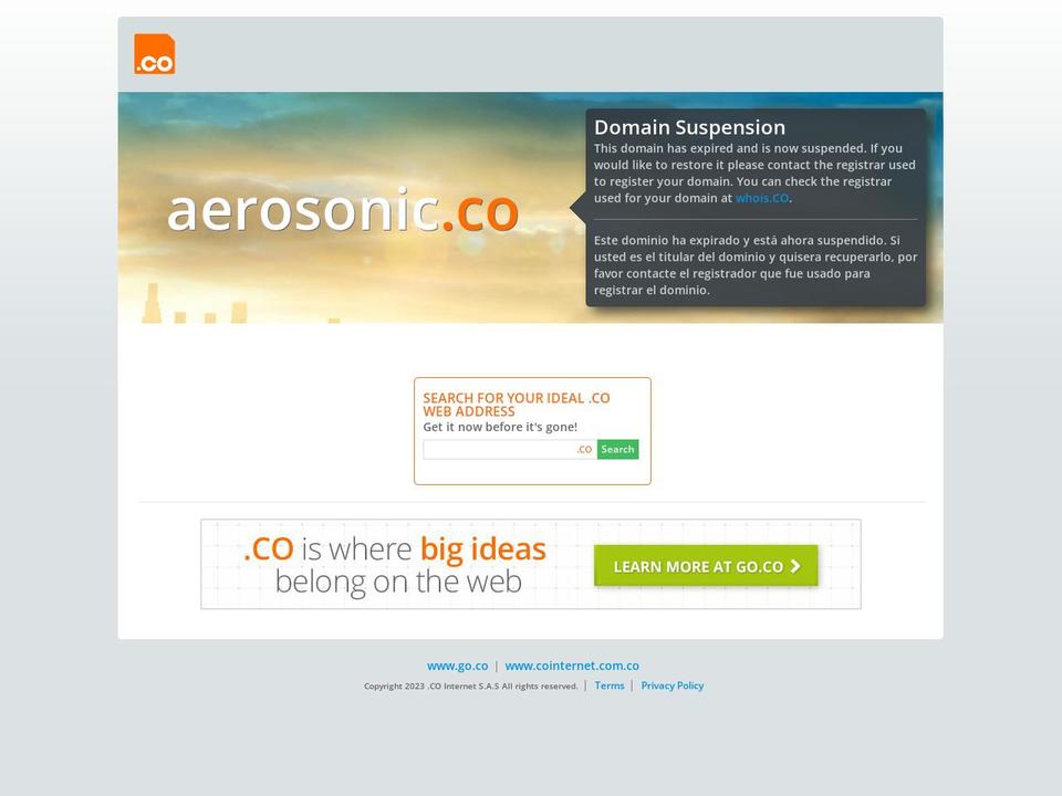 aerosonic.co shopify website screenshot