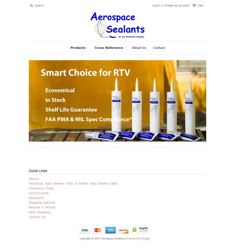 aerospace-sealants.com shopify website screenshot
