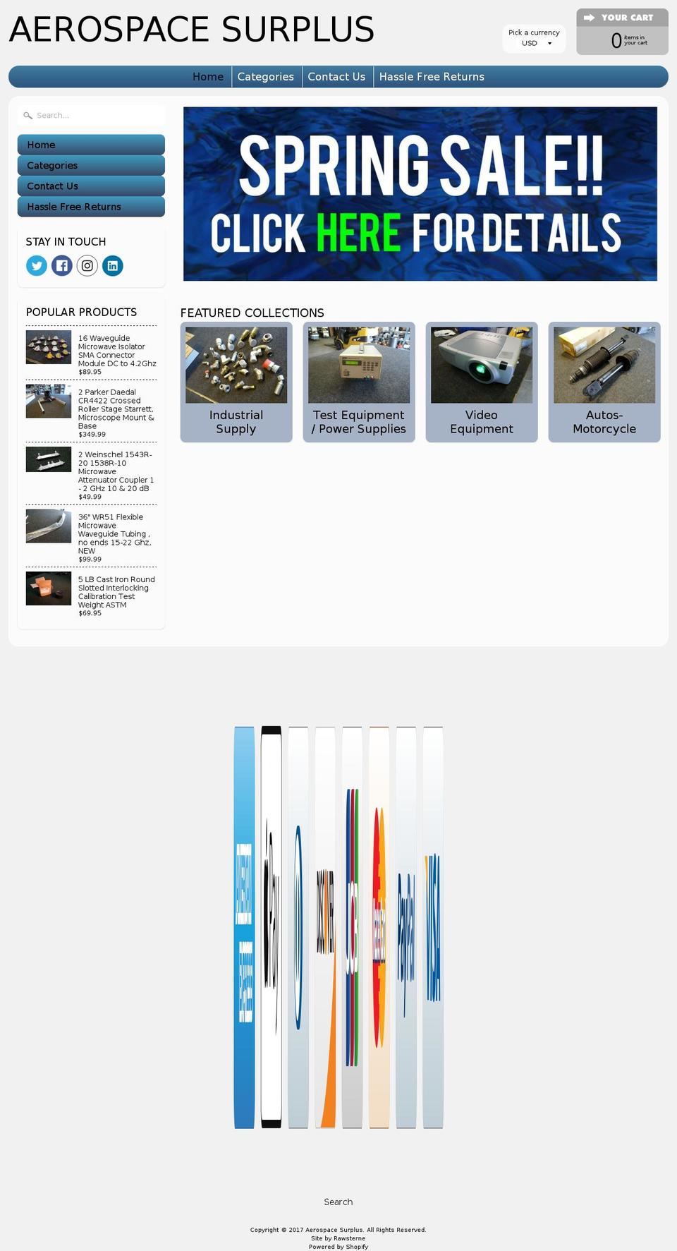 aerospacesurplus.net shopify website screenshot