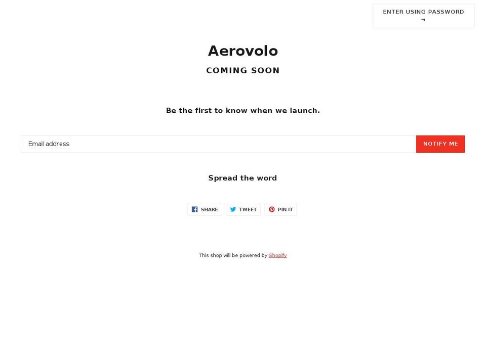 aerovolo.com — Shopify storefront screenshot