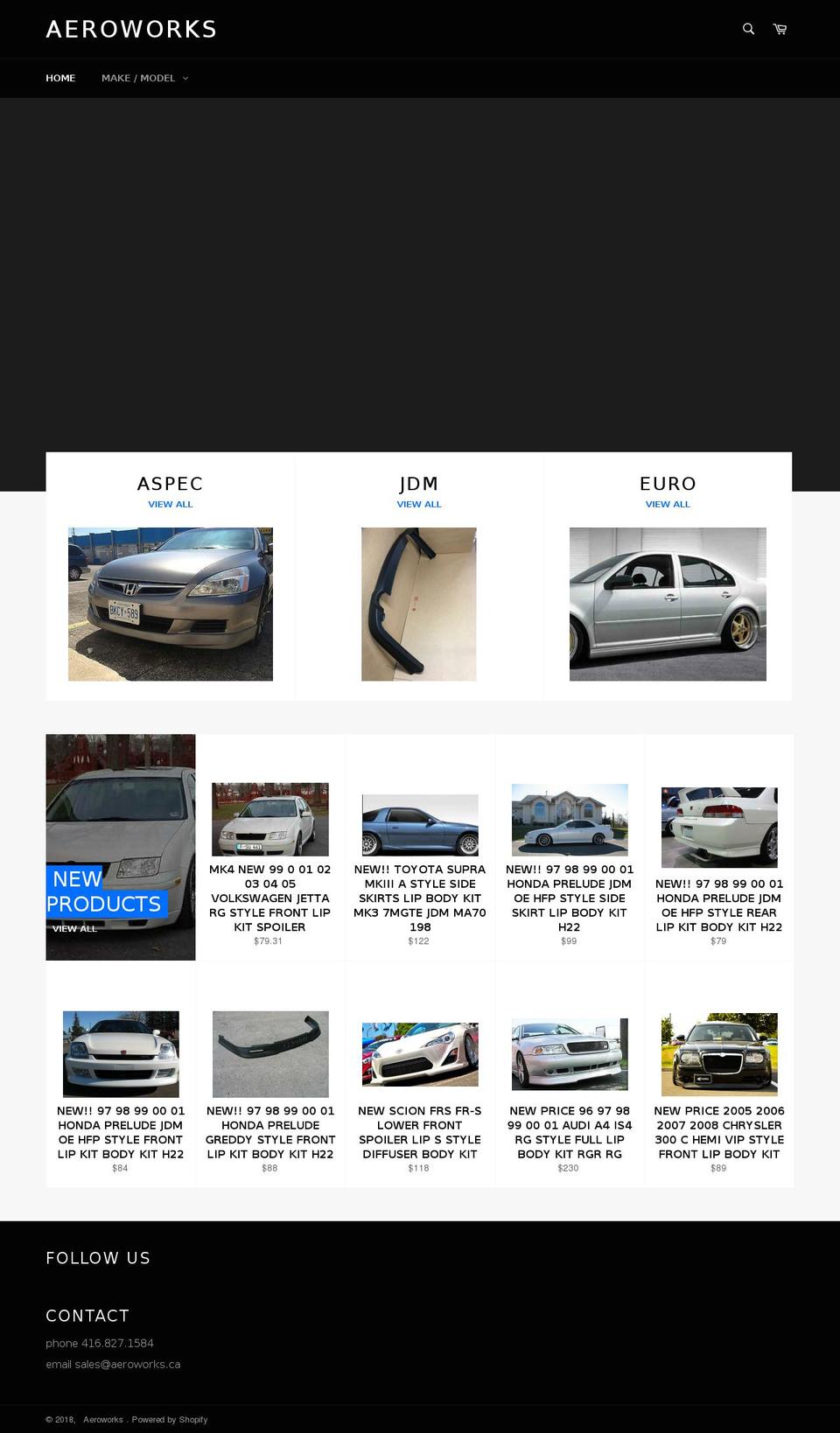 aeroworks.ca shopify website screenshot