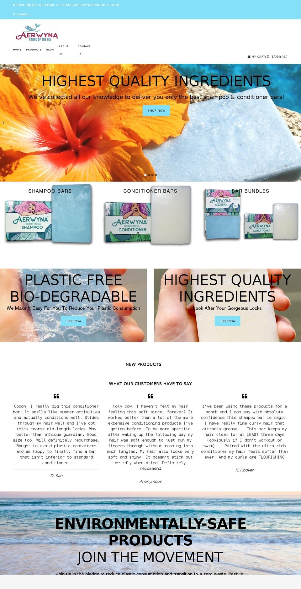 aerwynafriendofthesea.com shopify website screenshot