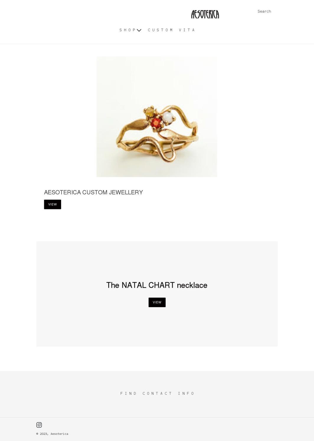 aesoterica.com shopify website screenshot