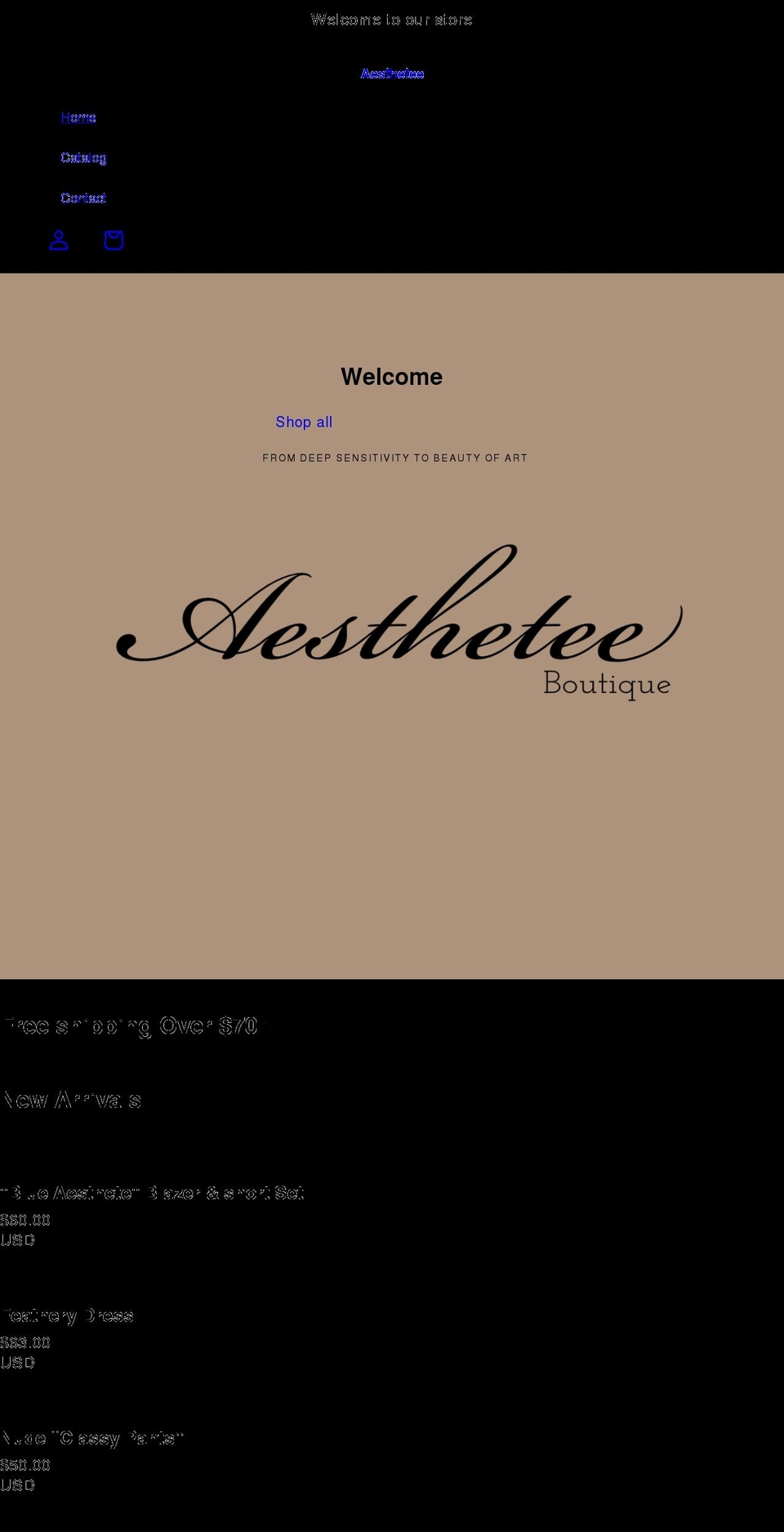 aesthetee.com shopify website screenshot