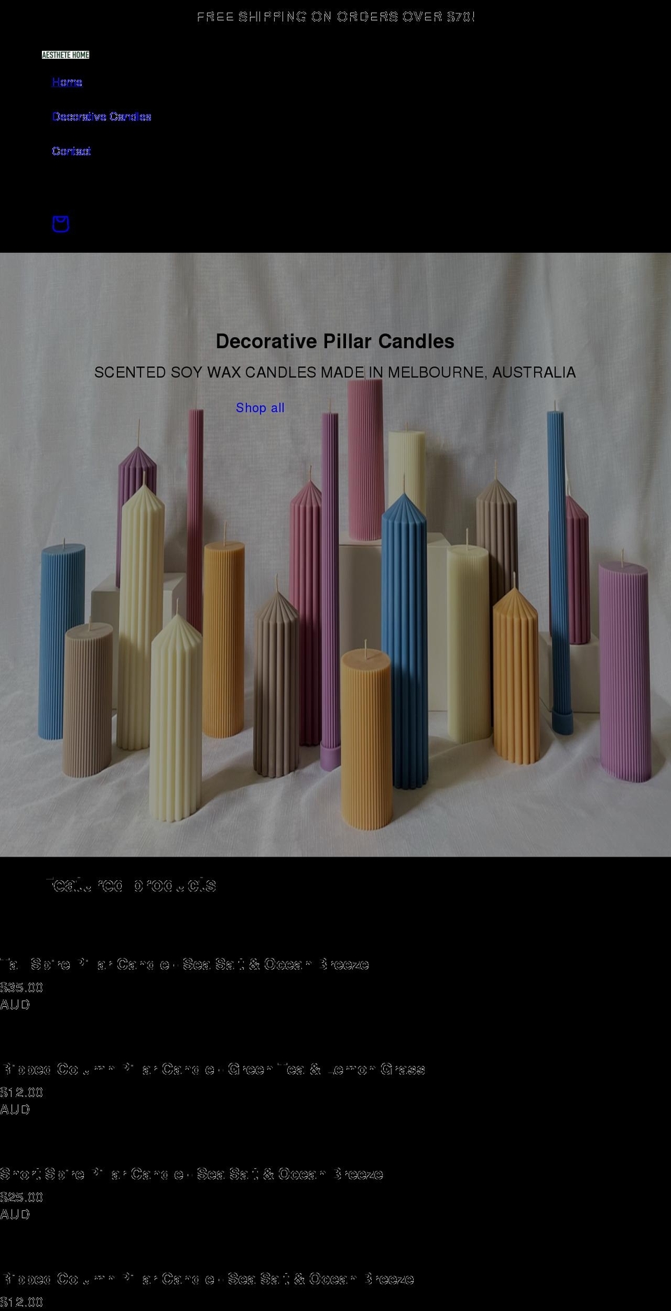 aesthetehome.com.au shopify website screenshot
