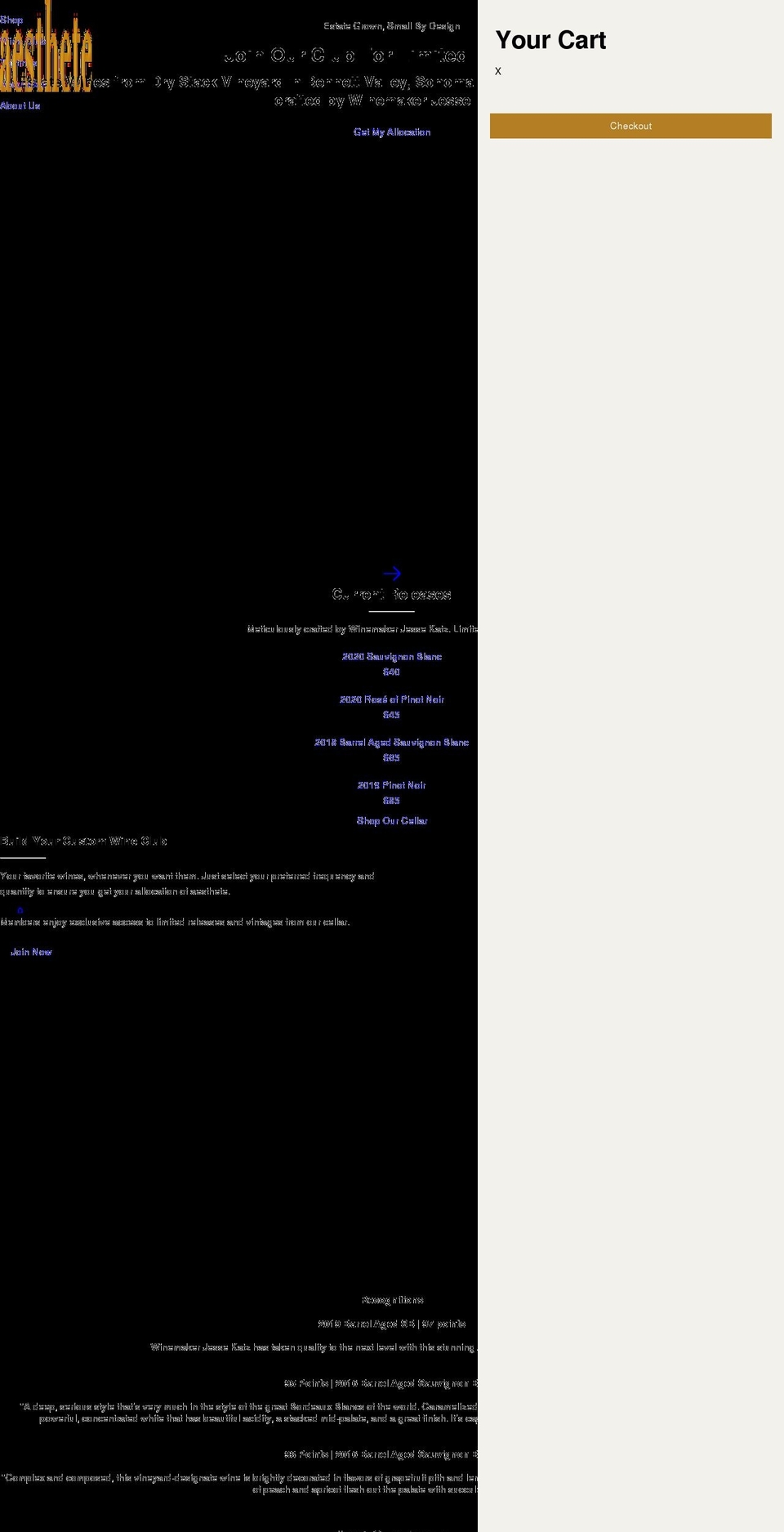 aesthetewines.com shopify website screenshot