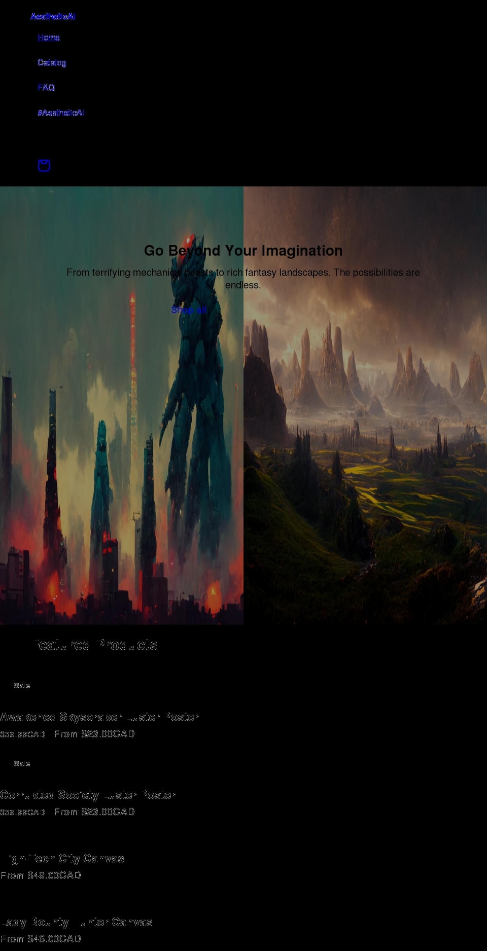 aestheticai.com shopify website screenshot