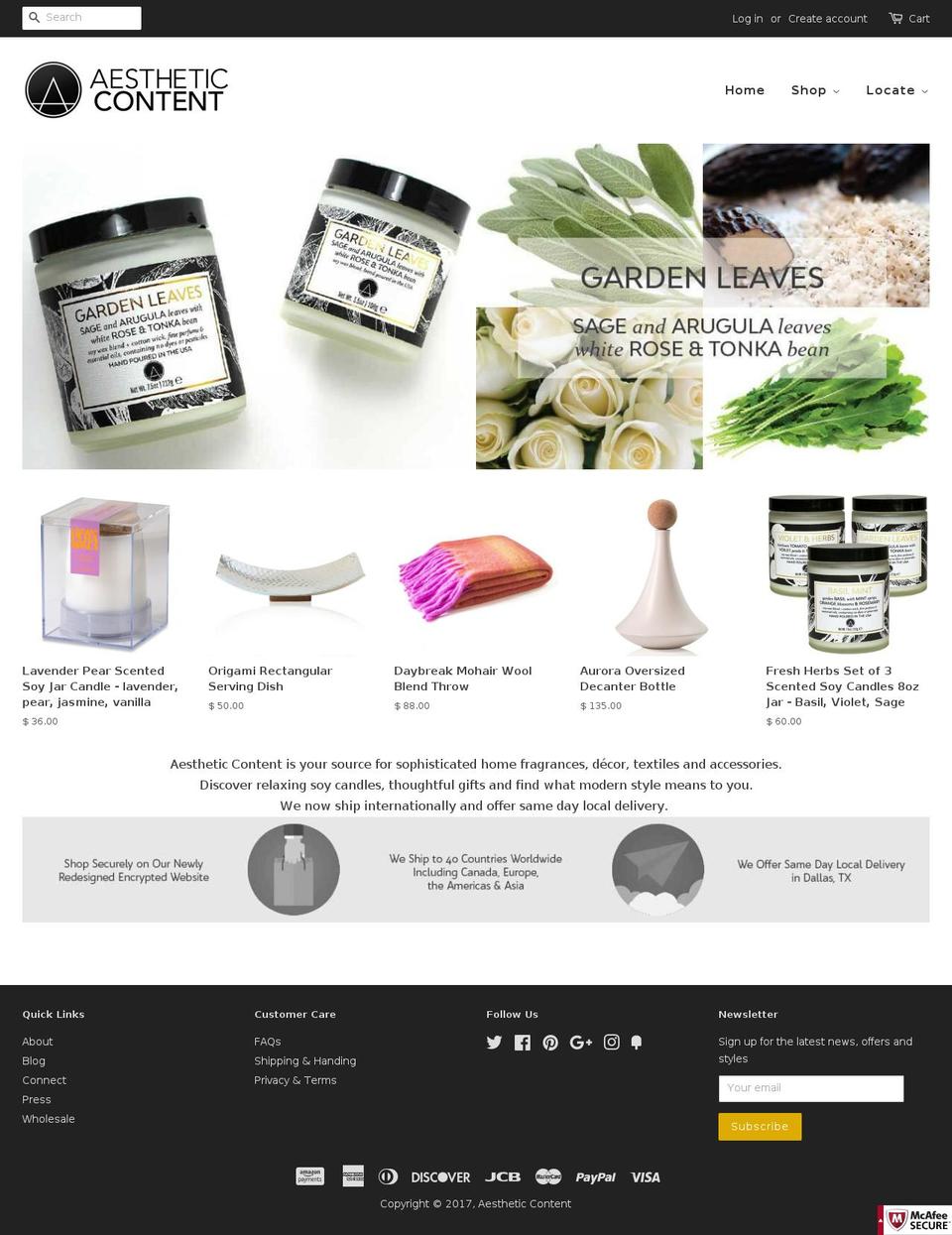aestheticcontent.com shopify website screenshot