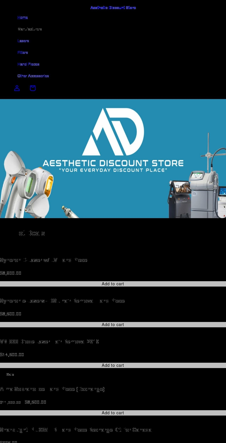 aestheticdiscountstore.com shopify website screenshot