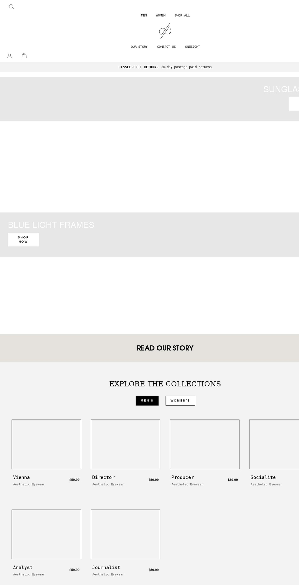 aestheticeyewear.com shopify website screenshot