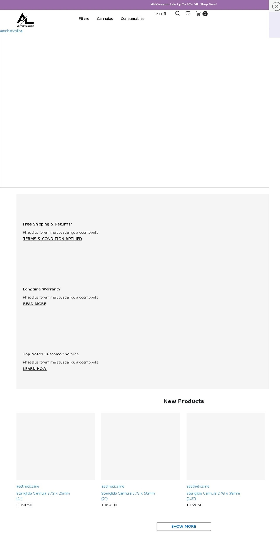 aestheticsline.com shopify website screenshot