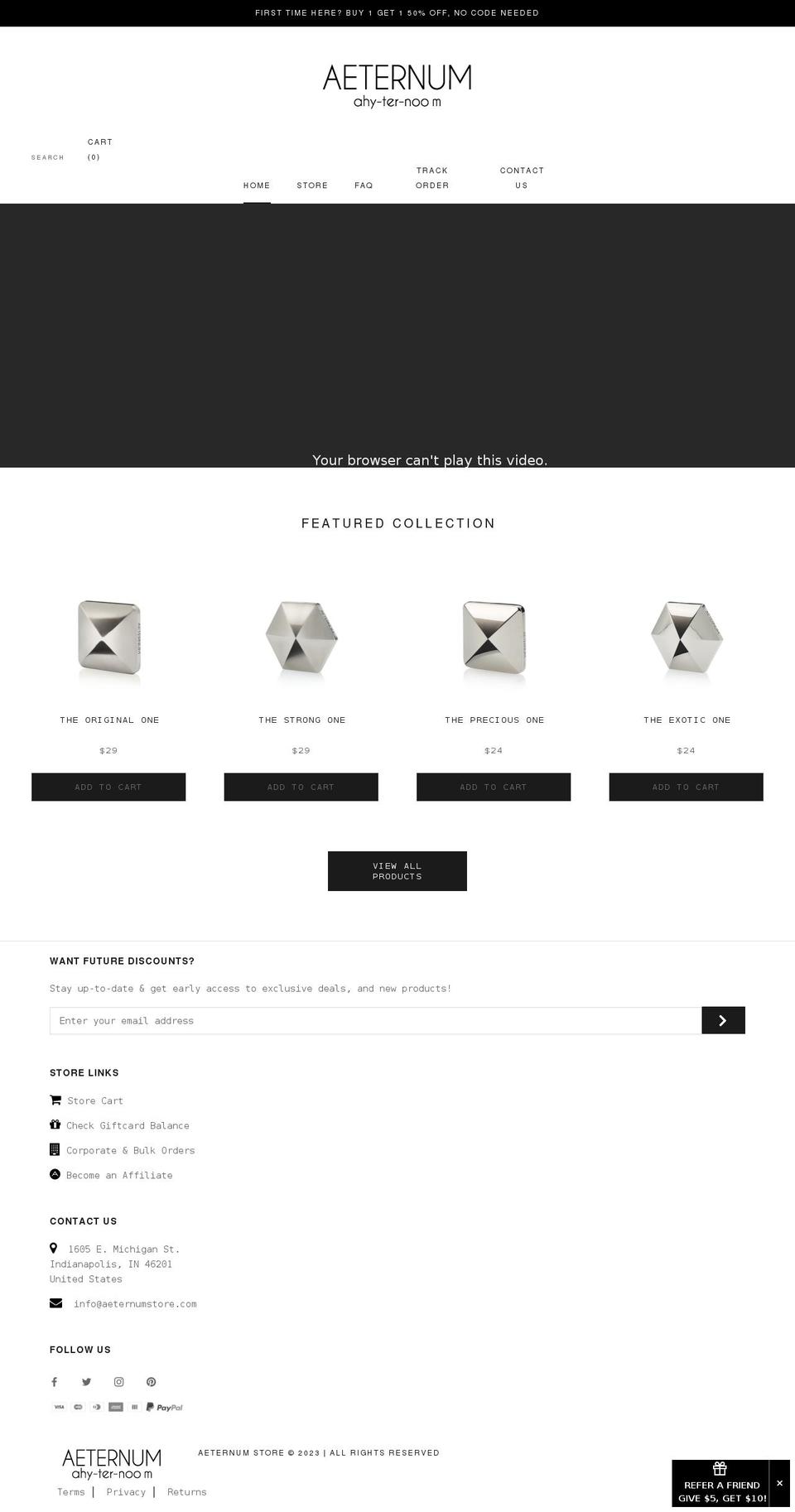 aeternumstore.com shopify website screenshot
