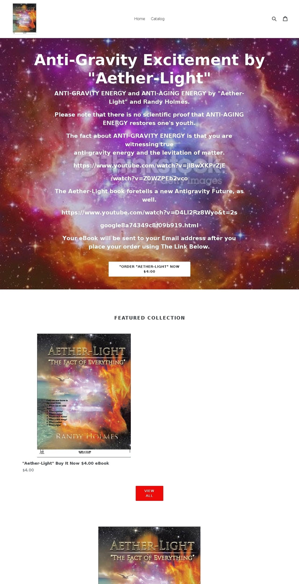 aether-light.com shopify website screenshot