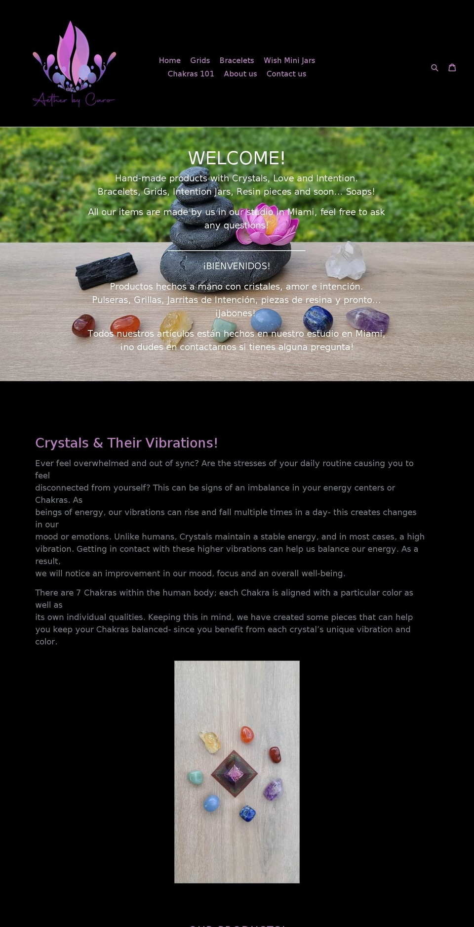 aetherbycaro.com shopify website screenshot