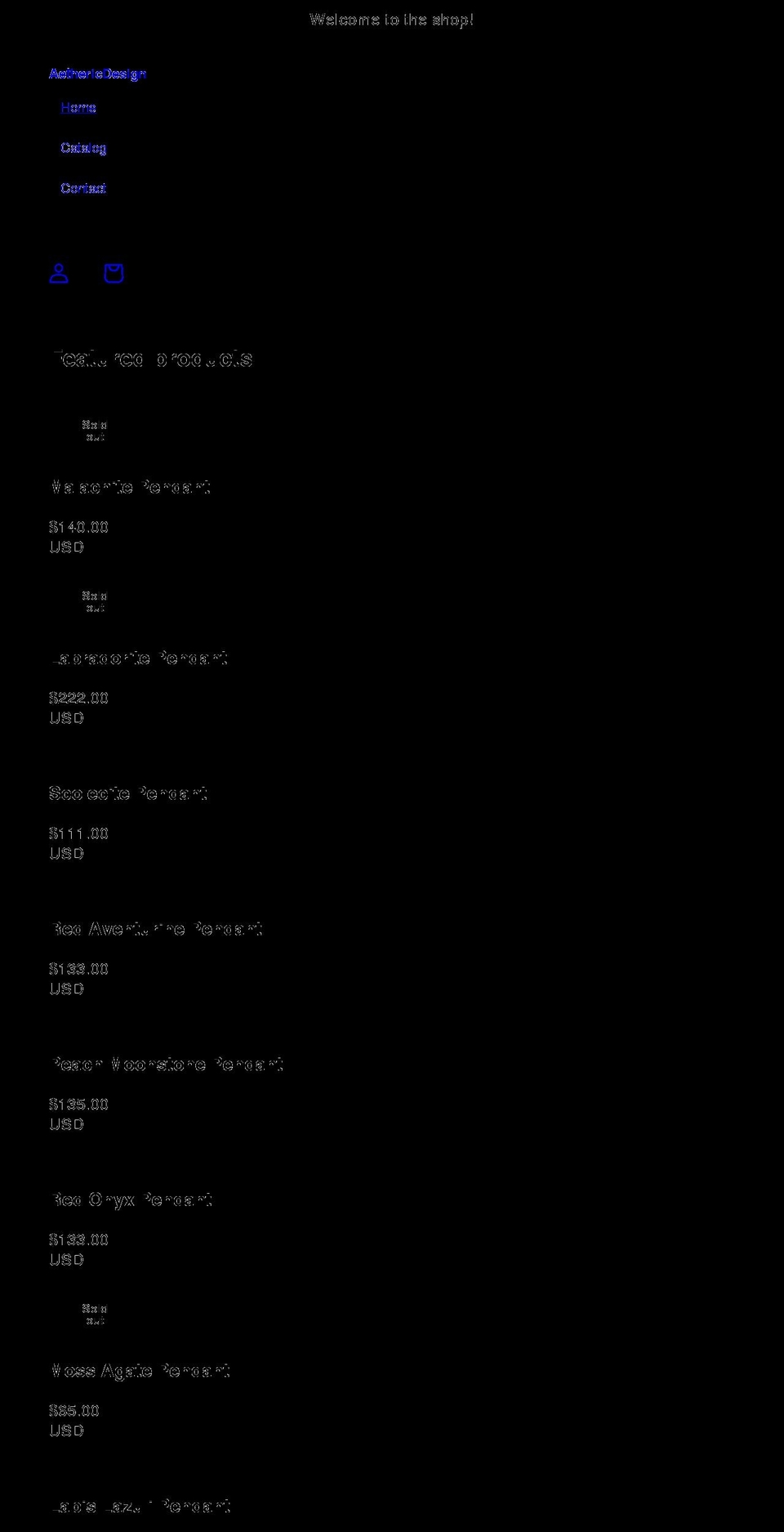 aethericdesign.com shopify website screenshot
